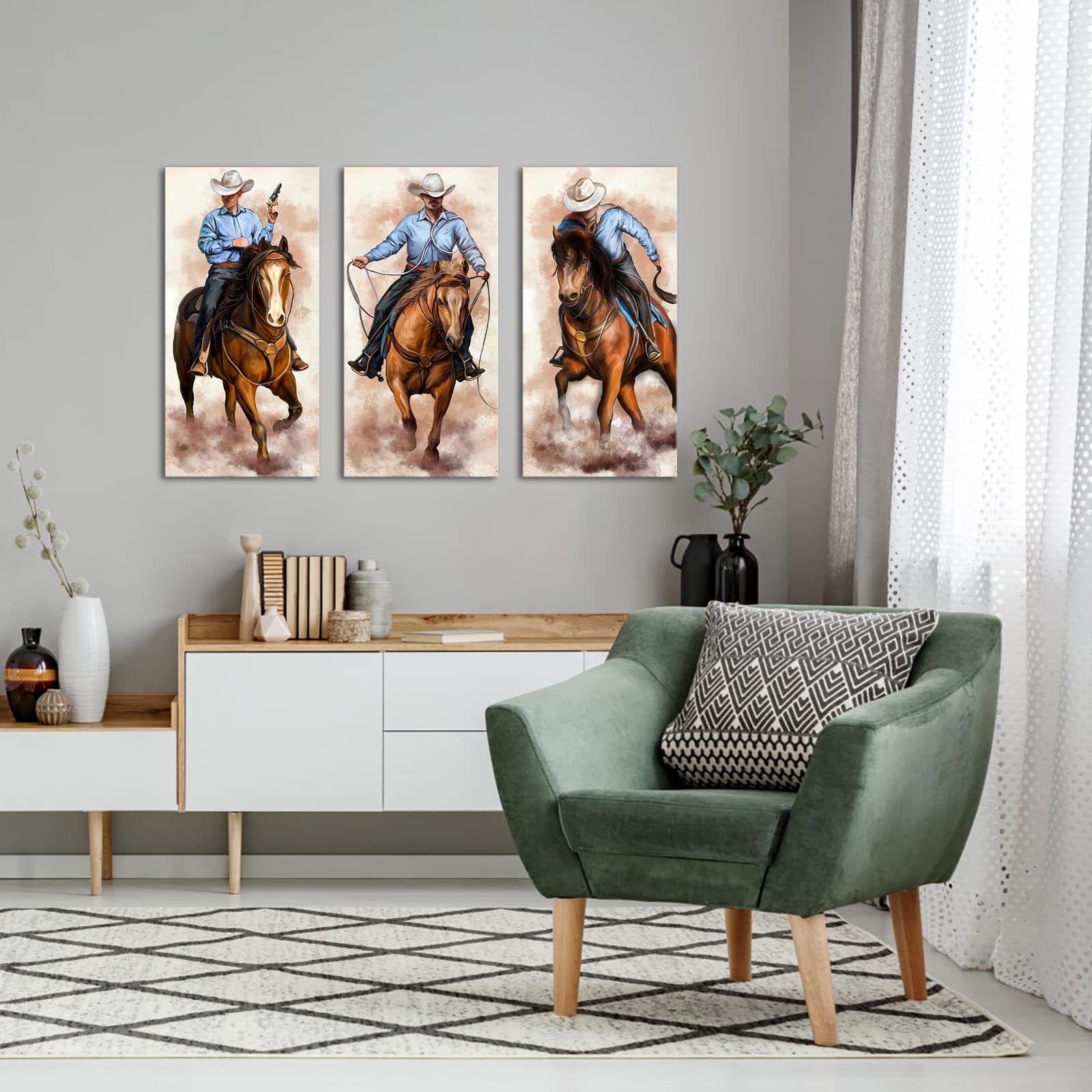 Amazon.co.jp: Artsbay アメリカンカウボーイ ウォールアート 馬の上の